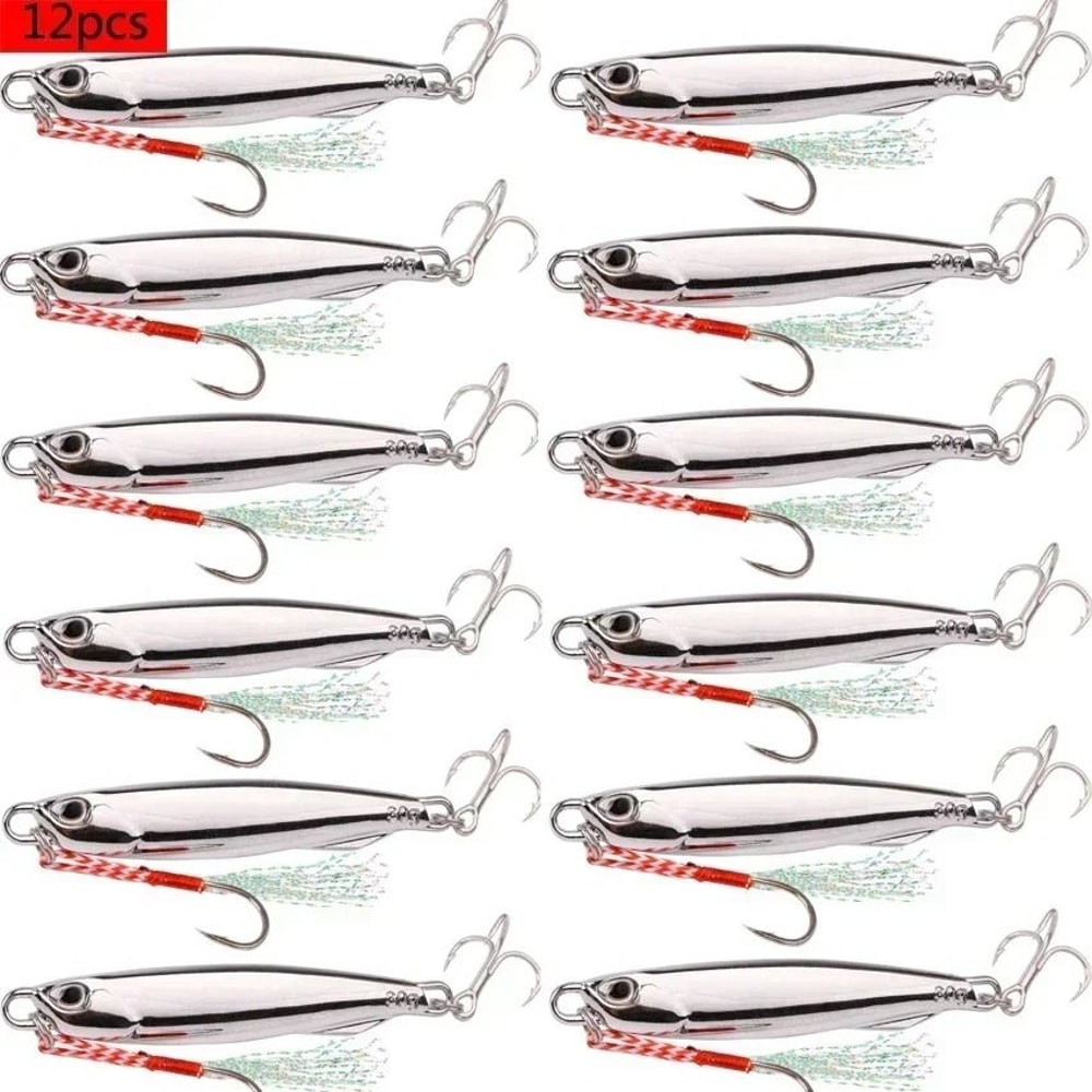 12 Piece Metal Jig Fishing Lure Kit Sinking Spoon And Spinner Set For Pike Carp And Sea Fishing 8