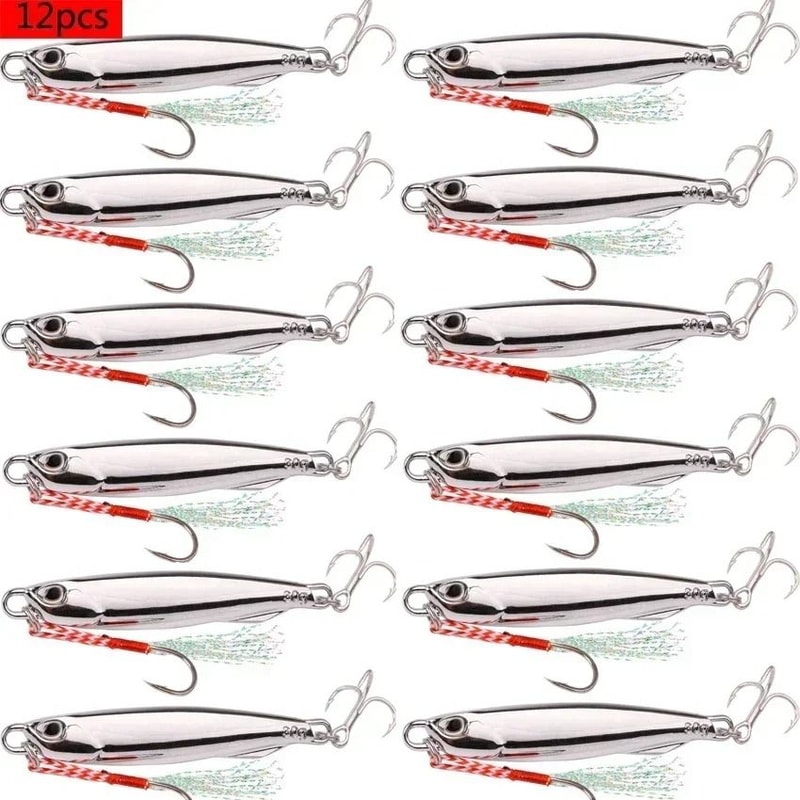 12 Piece Metal Jig Fishing Lure Kit Sinking Spoon And Spinner Set For Pike Carp And Sea Fishing 8