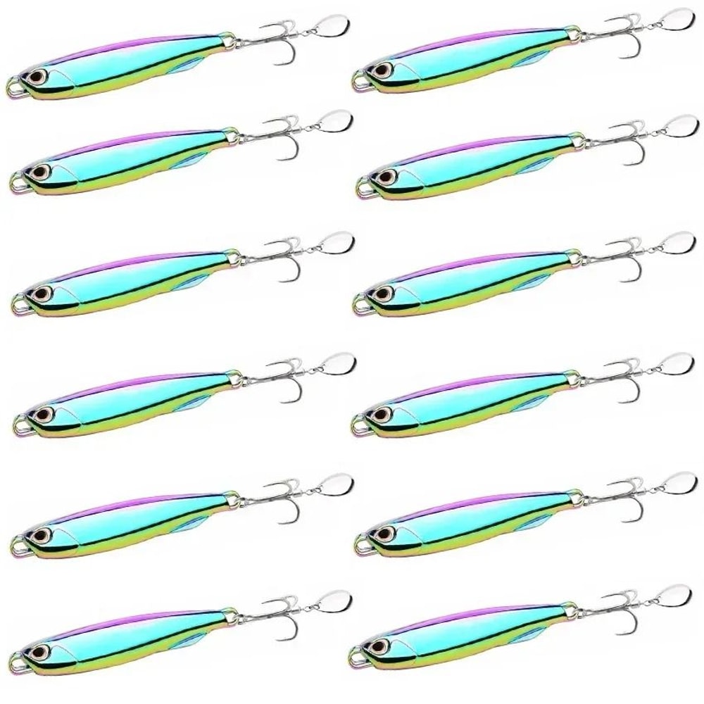 12 Piece Metal Jig Fishing Lure Kit Sinking Spoon And Spinner Set For Pike Carp And Sea Fishing 18