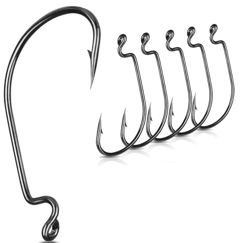 10 Piece Offset Fishing Hook Set Sharp Jig Head Crank Hooks For Soft Bait And Crankbait Rigs 2