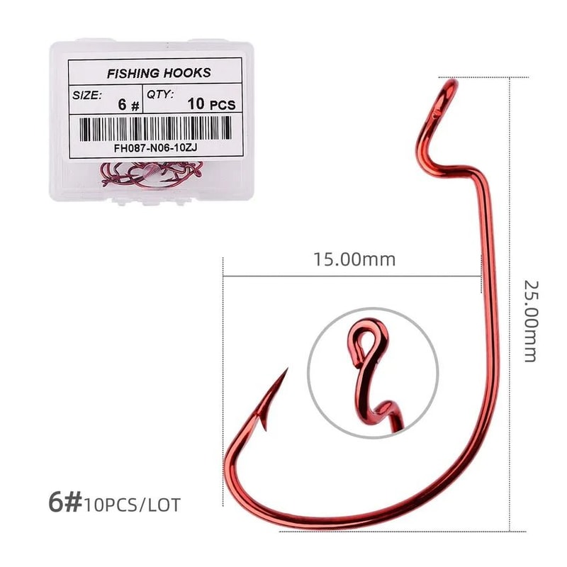 10 Piece Offset Fishing Hook Set Sharp Jig Head Crank Hooks For Soft Bait And Crankbait Rigs 15