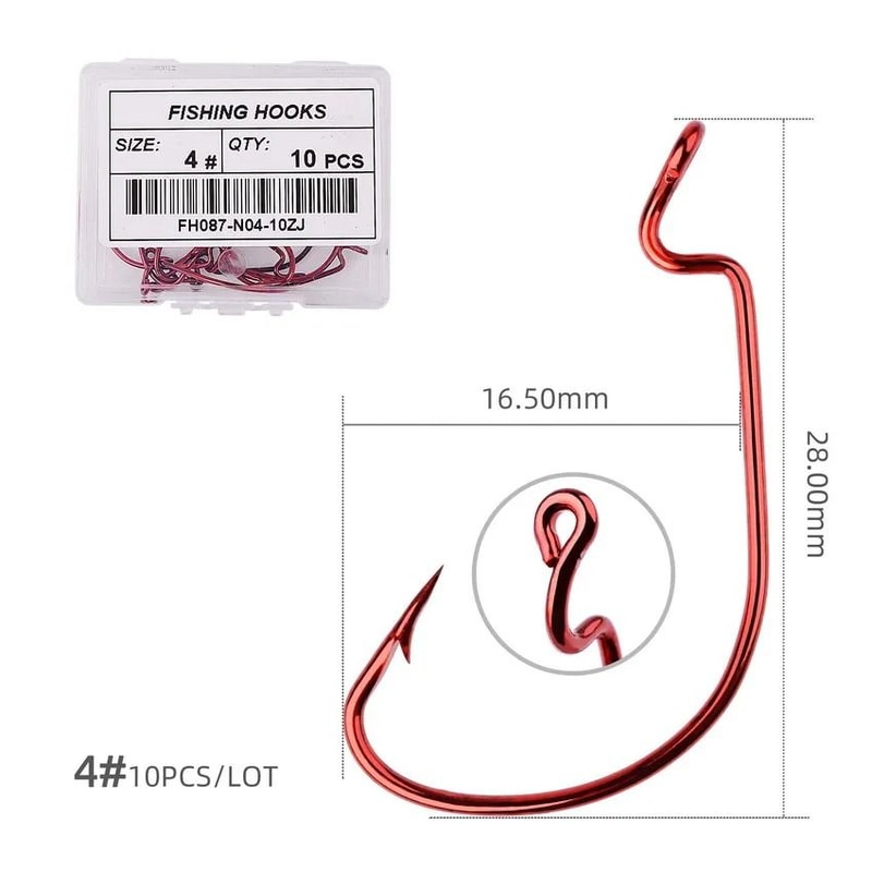 10 Piece Offset Fishing Hook Set Sharp Jig Head Crank Hooks For Soft Bait And Crankbait Rigs 16
