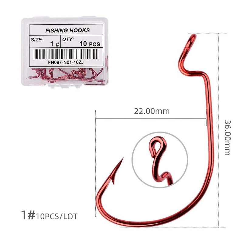 10 Piece Offset Fishing Hook Set Sharp Jig Head Crank Hooks For Soft Bait And Crankbait Rigs 18