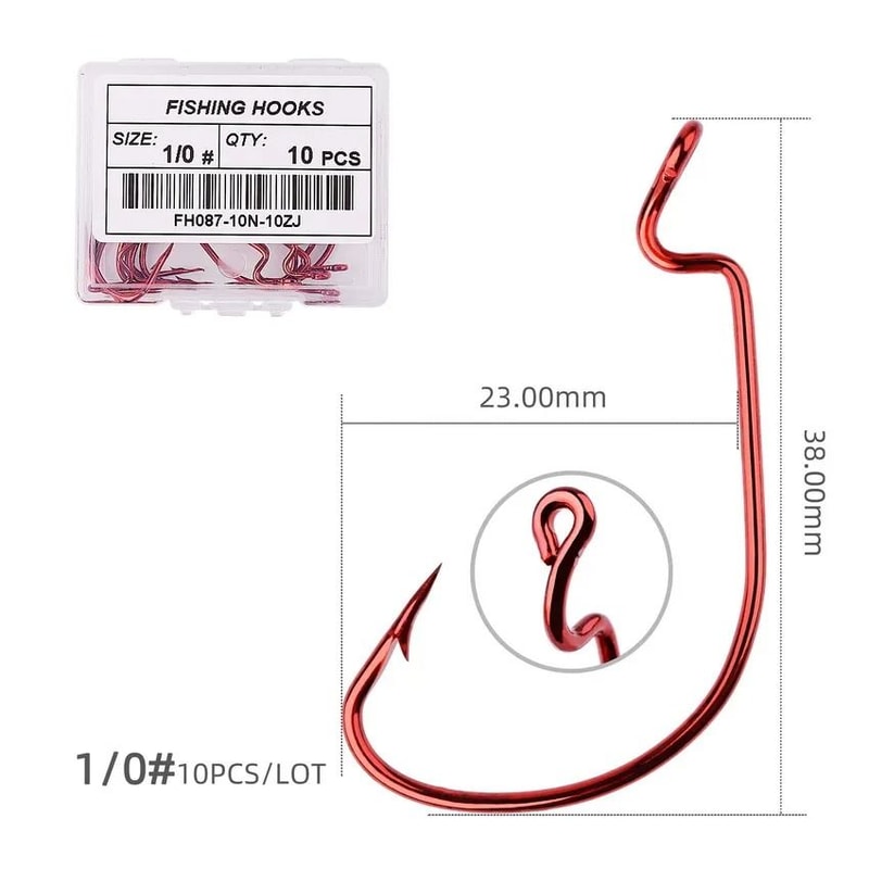 10 Piece Offset Fishing Hook Set Sharp Jig Head Crank Hooks For Soft Bait And Crankbait Rigs 19