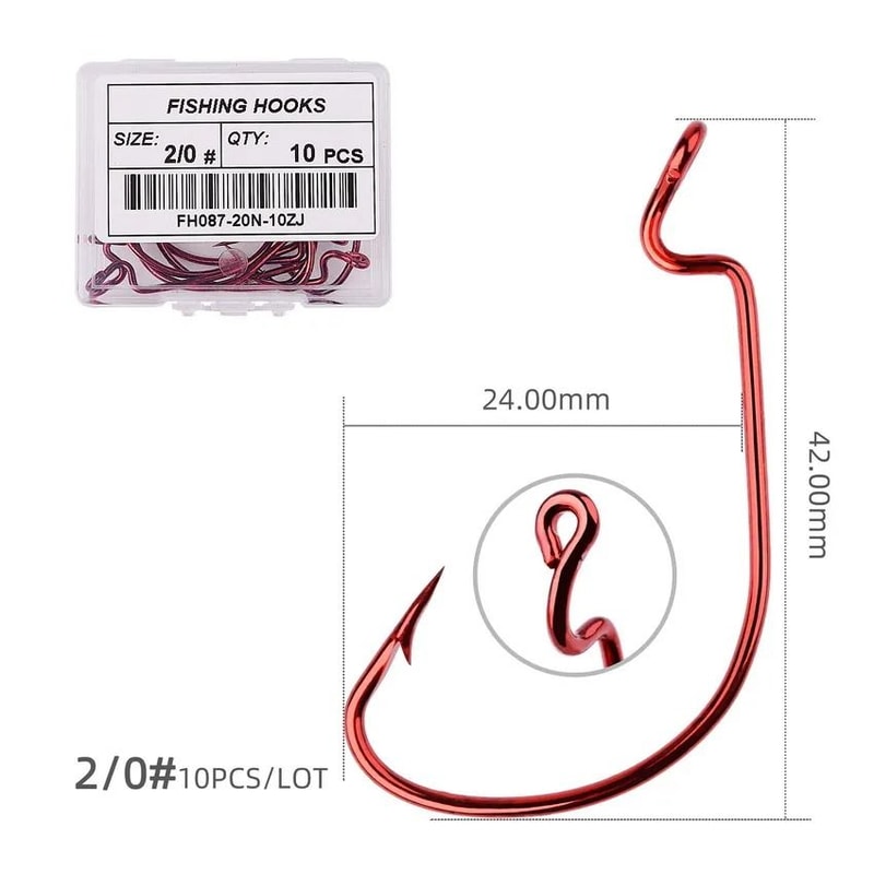 10 Piece Offset Fishing Hook Set Sharp Jig Head Crank Hooks For Soft Bait And Crankbait Rigs 20