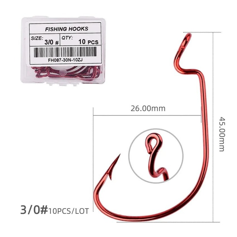 10 Piece Offset Fishing Hook Set Sharp Jig Head Crank Hooks For Soft Bait And Crankbait Rigs 21
