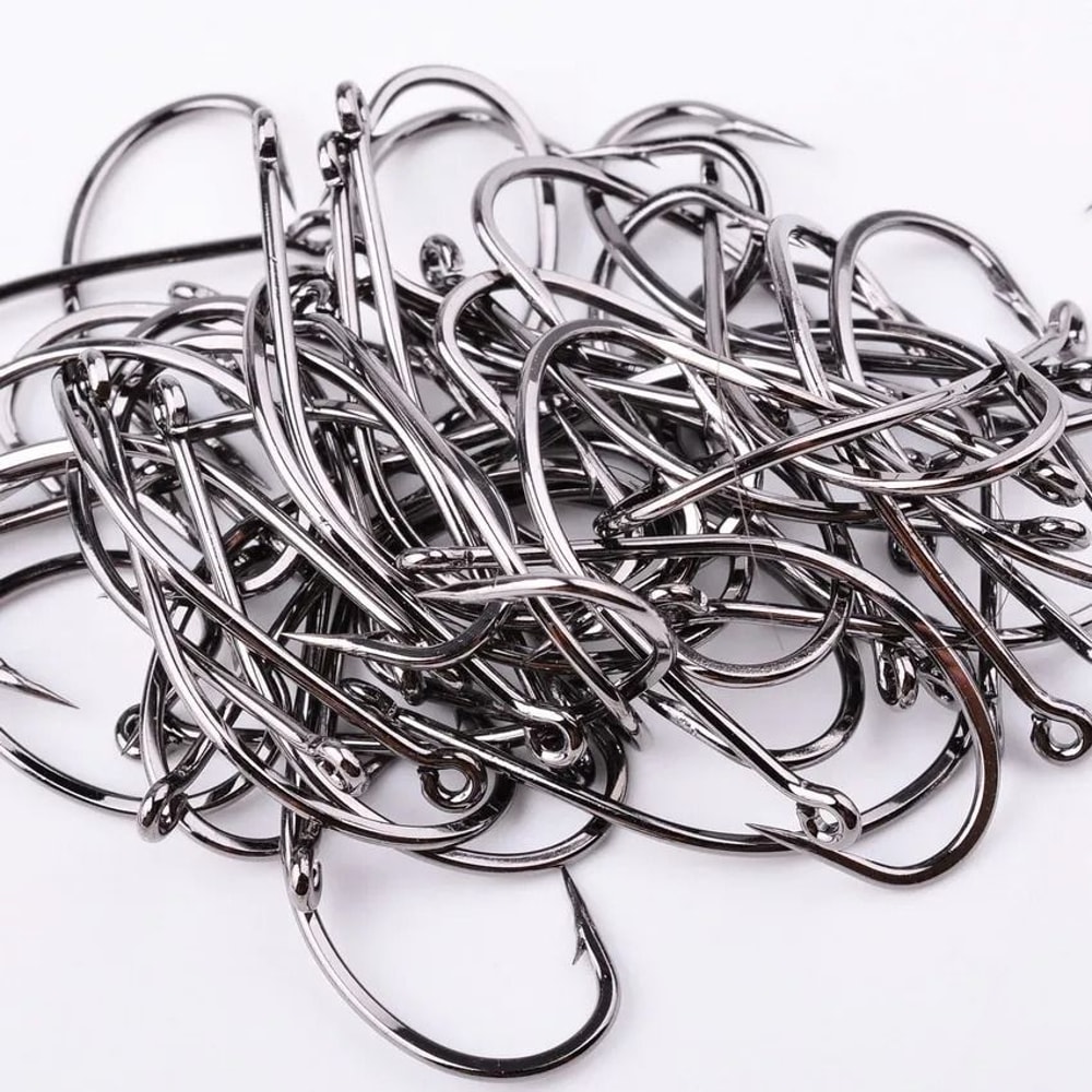 10 Piece Sea Big Fishing Hook Set High Carbon Steel Hooks With Black Nickel Finish For Saltwater An 5