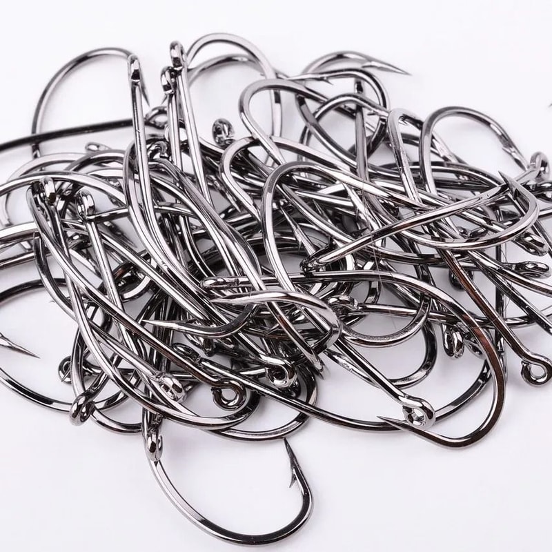 10 Piece Sea Big Fishing Hook Set High Carbon Steel Hooks With Black Nickel Finish For Saltwater An 5