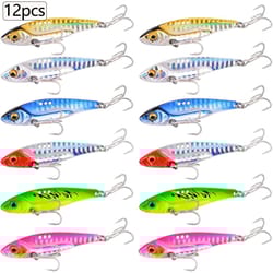 12 piece metal vib fishing lure set vibration spoon spinner hard baits for bass and pike