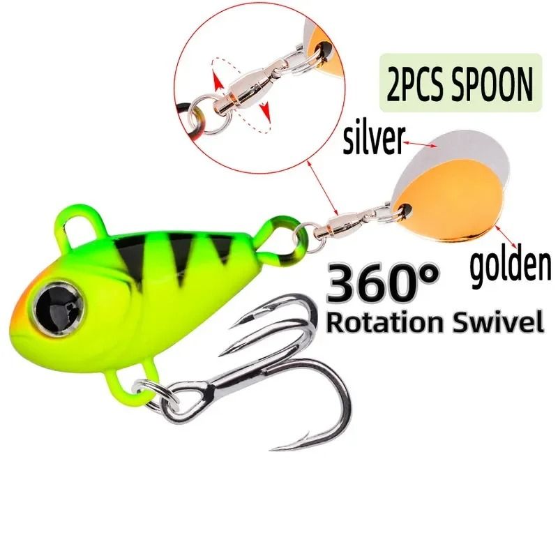 Metal VIB Spinner Fishing Lure With Double Sequins Sinking Rotating Spoon Bait For Bass And Trout 6