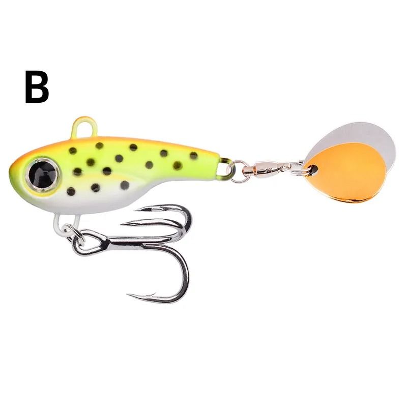Metal VIB Spinner Fishing Lure With Double Sequins Sinking Rotating Spoon Bait For Bass And Trout 8