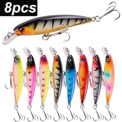 8 piece minnow crankbait fishing lure set 3.54 in wobblers swimbait kit for bass pike and carp
