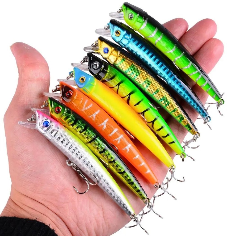 8 Piece Minnow Crankbait Fishing Lure Set 354 In Wobblers Swimbait Kit For Bass Pike And Carp 1
