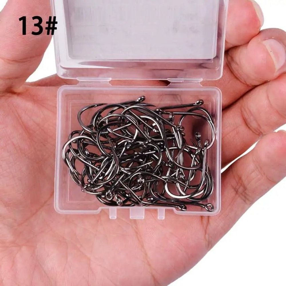 High Carbon Steel Circle Fishing Hooks Set Barbed Offset Hooks With Storage Box For Carp And Sea Fi 4