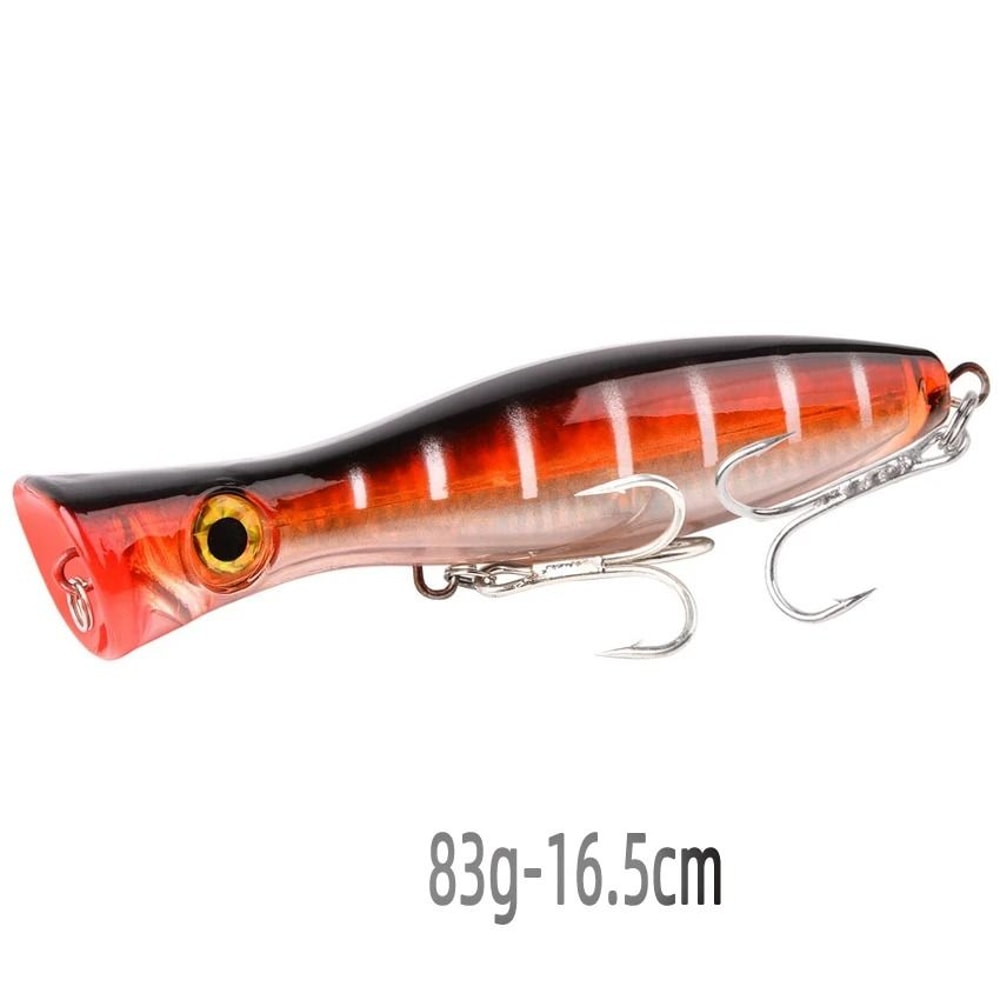 Big Game Saltwater Popper Fishing Lure Topwater Wobbler With 3D Eyes And Treble Hooks 15