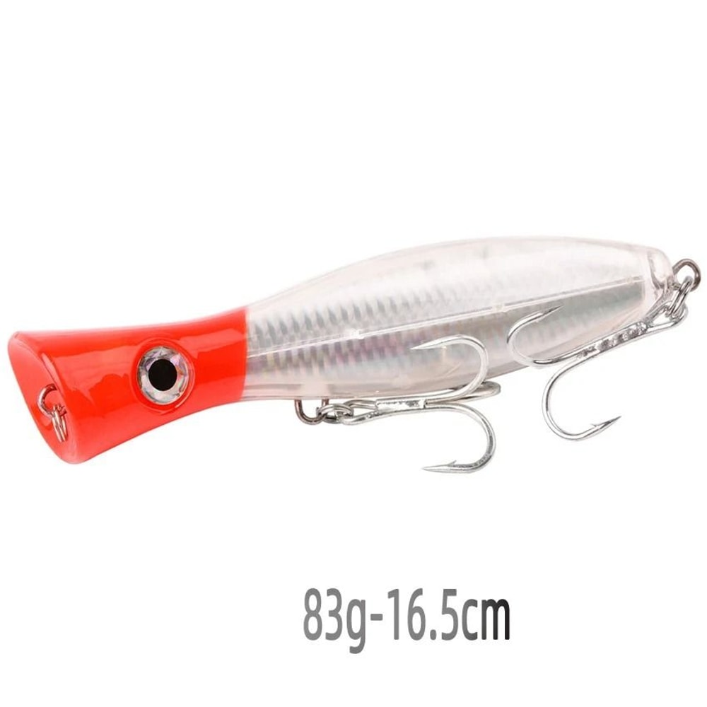 Big Game Saltwater Popper Fishing Lure Topwater Wobbler With 3D Eyes And Treble Hooks 16