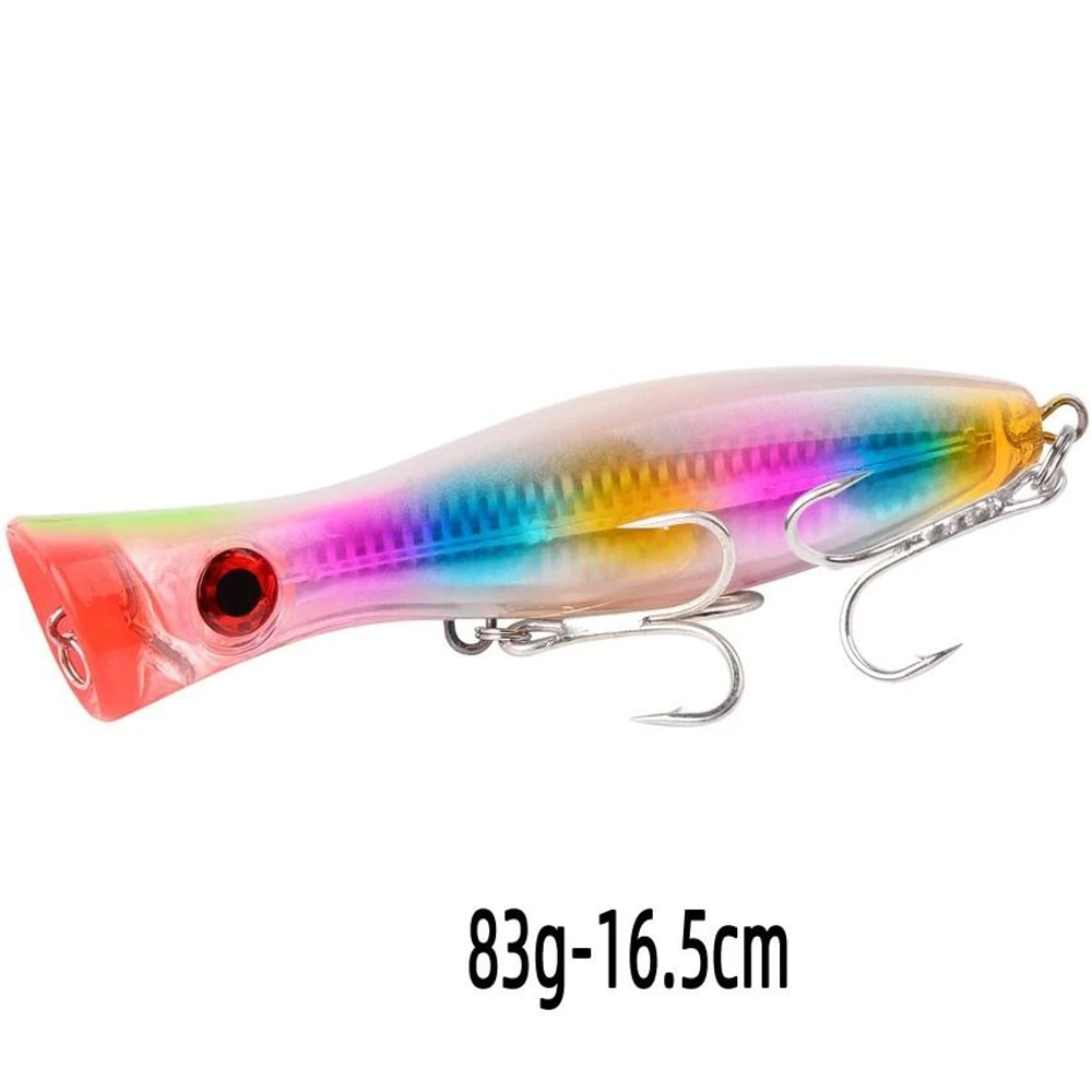 Big Game Saltwater Popper Fishing Lure Topwater Wobbler With 3D Eyes And Treble Hooks 17