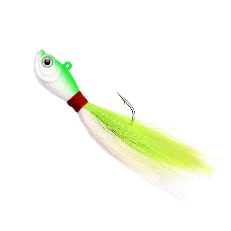Bucktail Jig Head Lure With 3D Eyes Deer Hair Feather Hook For Bass And Saltwater Fishing 6