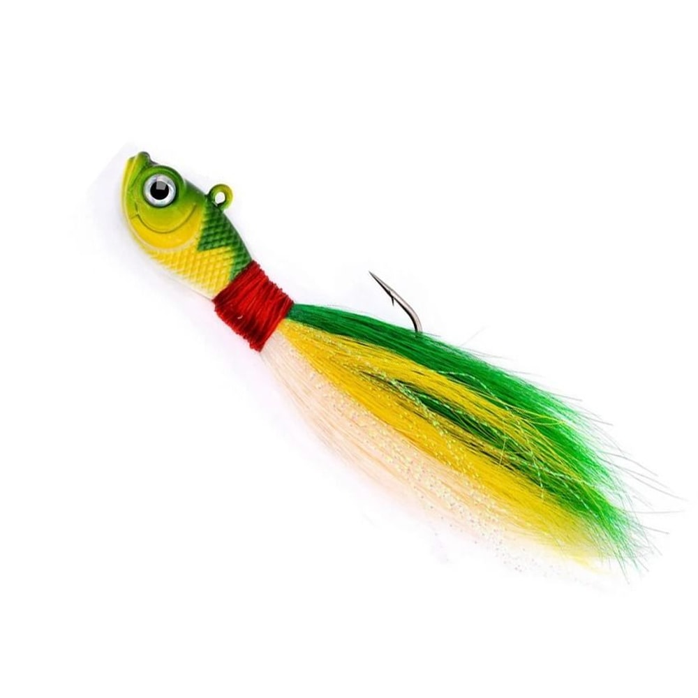 Bucktail Jig Head Lure With 3D Eyes Deer Hair Feather Hook For Bass And Saltwater Fishing 7