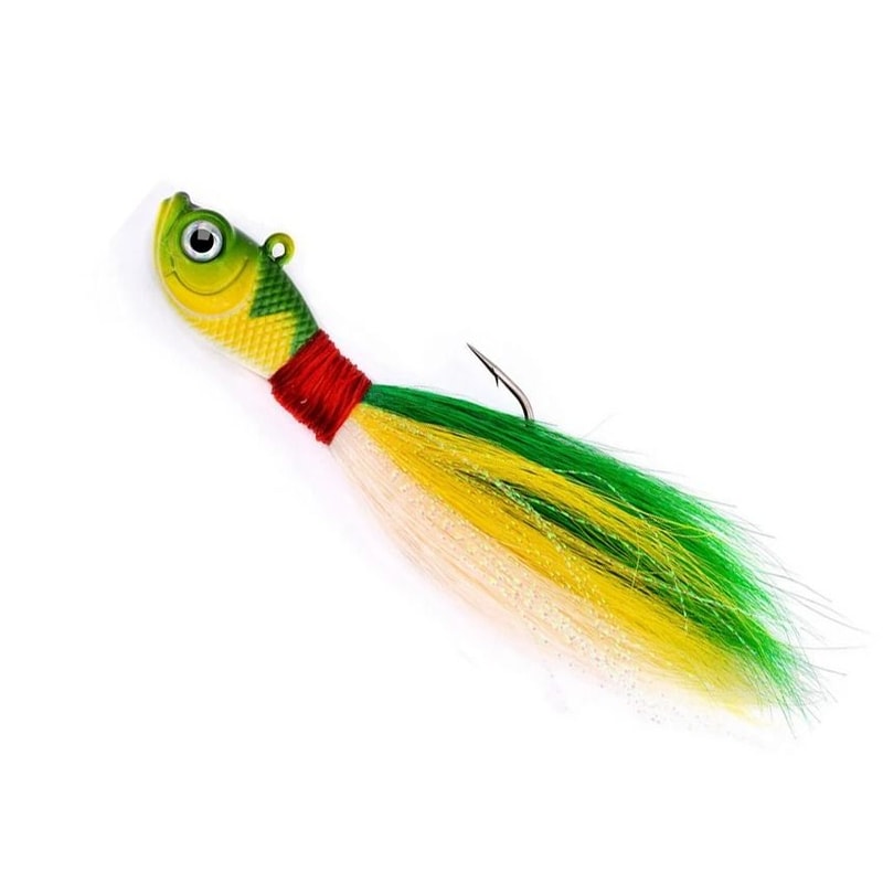 Bucktail Jig Head Lure With 3D Eyes Deer Hair Feather Hook For Bass And Saltwater Fishing 7