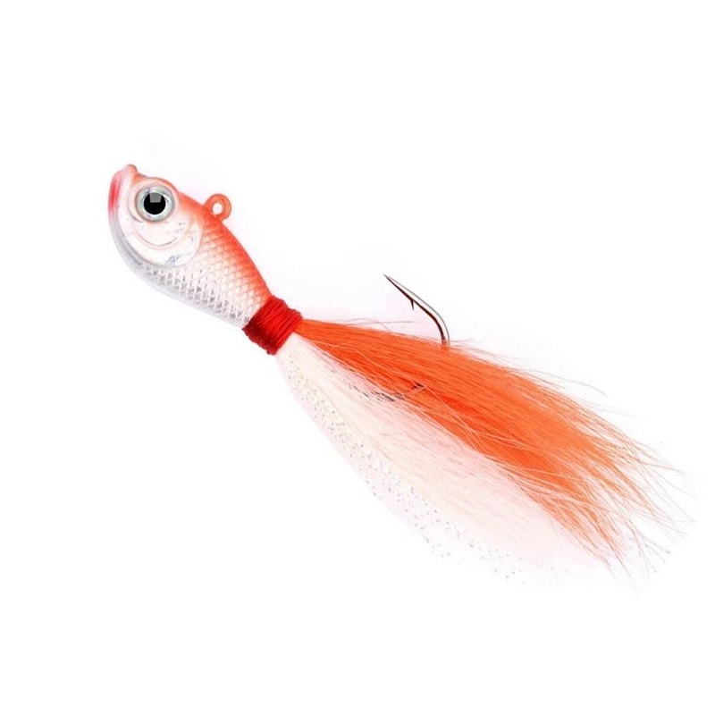 Bucktail Jig Head Lure With 3D Eyes Deer Hair Feather Hook For Bass And Saltwater Fishing 8
