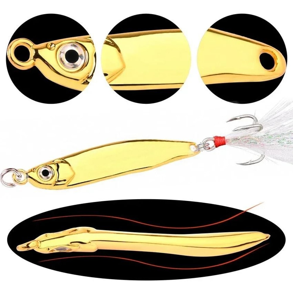 Metal Spoon Fishing Lure Silver Or Gold Sequin Bait For Bass Trout And Pike 1