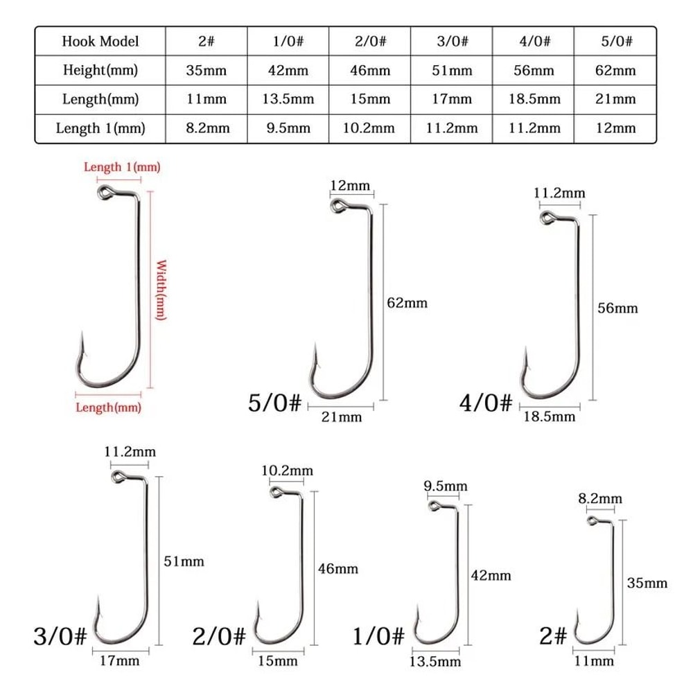 100 Piece High Carbon Steel Offset Jig Hooks 90 Degree Fishing Hooks For Soft Lures 2