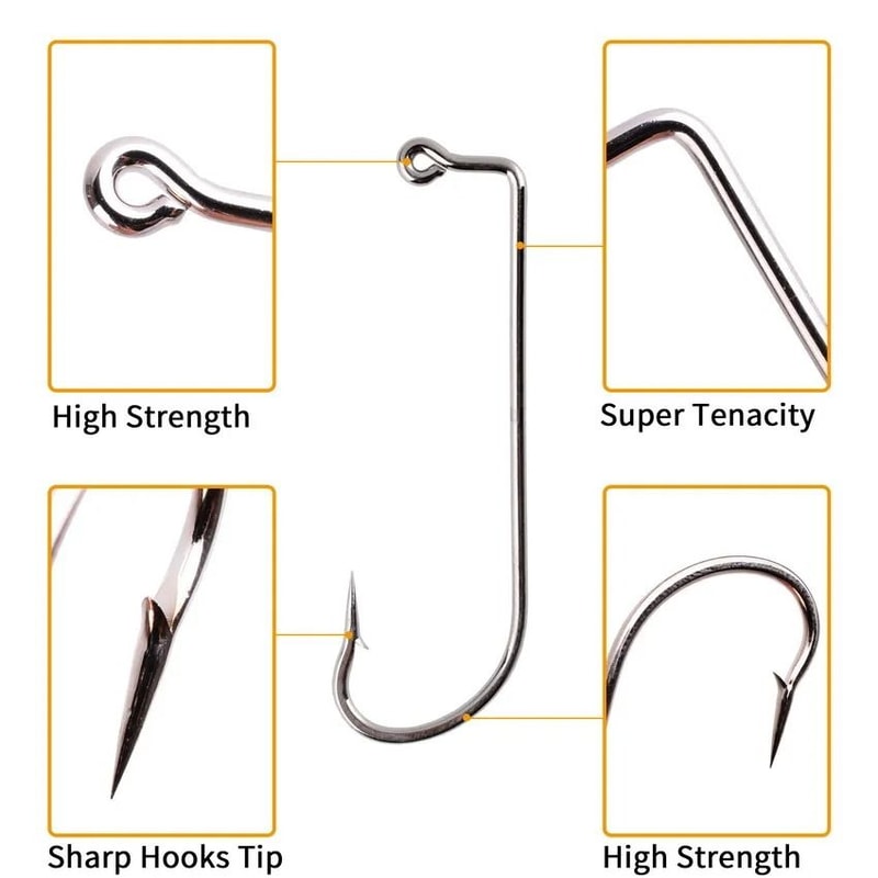 100 Piece High Carbon Steel Offset Jig Hooks 90 Degree Fishing Hooks For Soft Lures 3