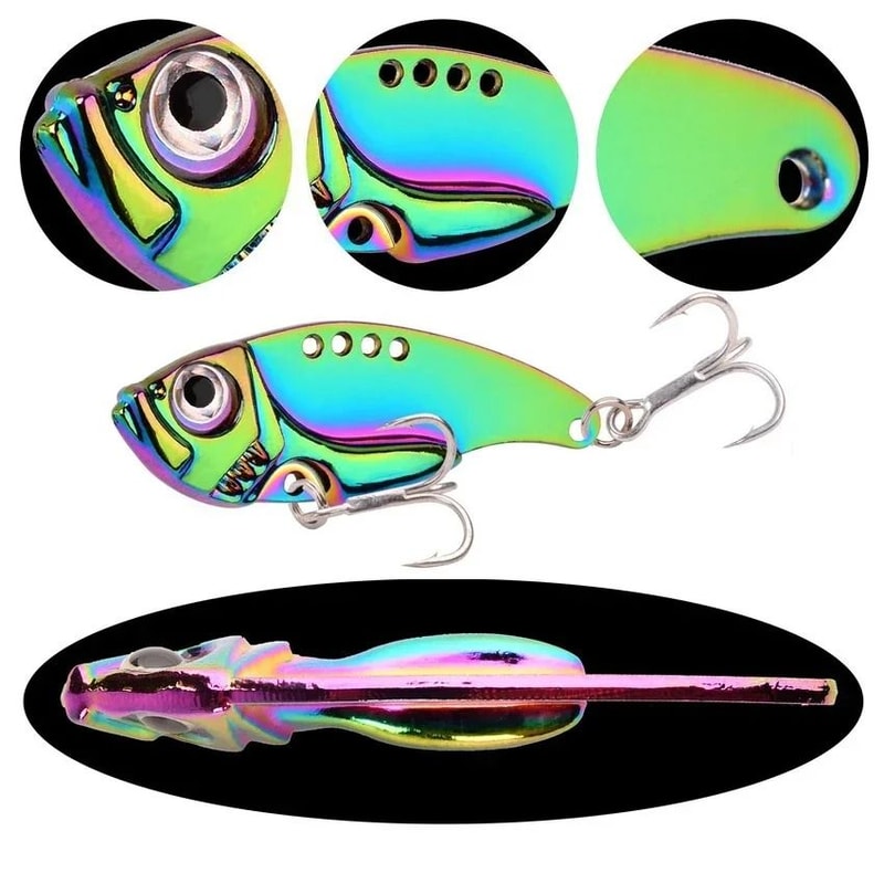 Metal VIB Blade Fishing Lure Sinking Vibration Spinner Bait With 3D Eyes For Bass Pike And Perch 5