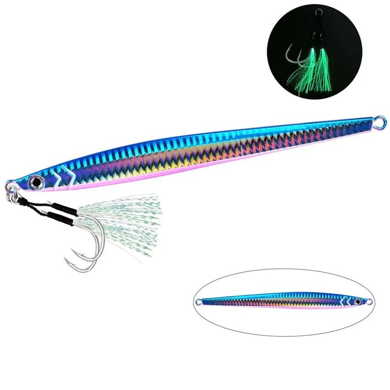 Slow Pitch Metal Jig Fishing Lure Long Casting Jig Spoon For Saltwater Shore Fishing 14