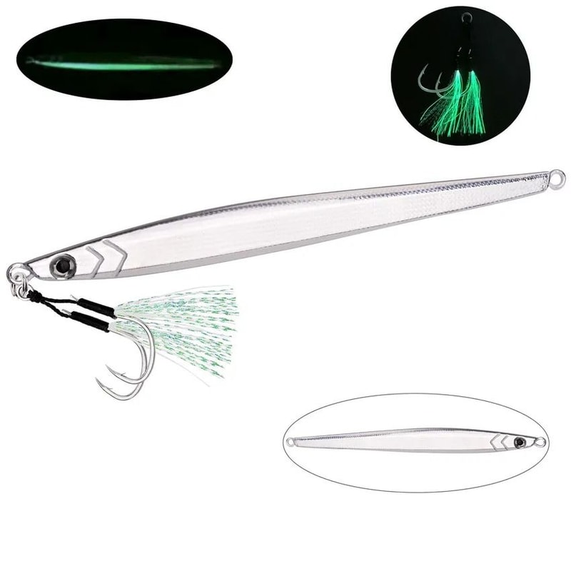 Slow Pitch Metal Jig Fishing Lure Long Casting Jig Spoon For Saltwater Shore Fishing 15