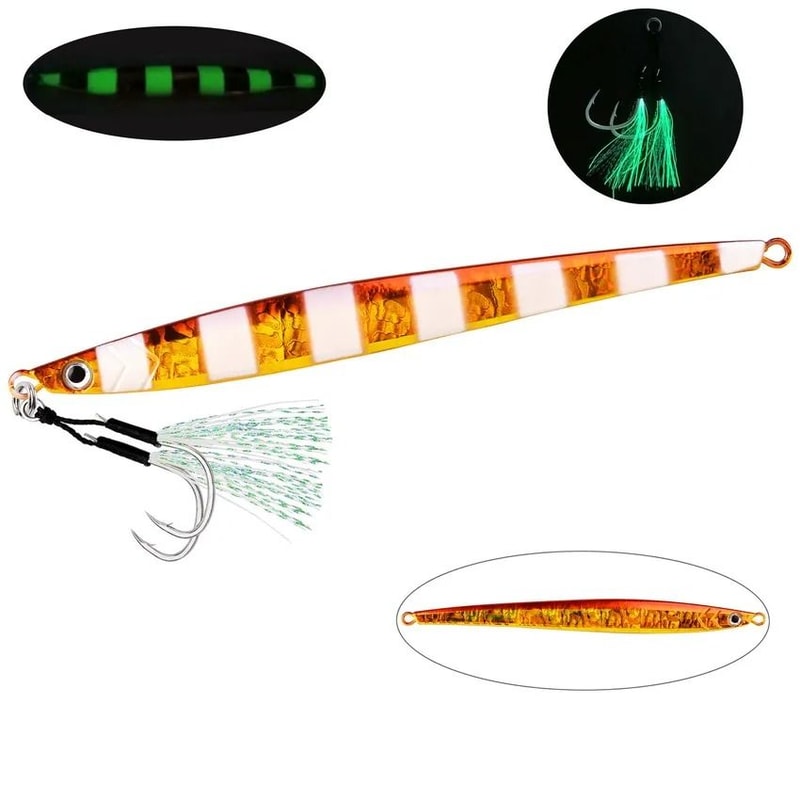 Slow Pitch Metal Jig Fishing Lure Long Casting Jig Spoon For Saltwater Shore Fishing 16