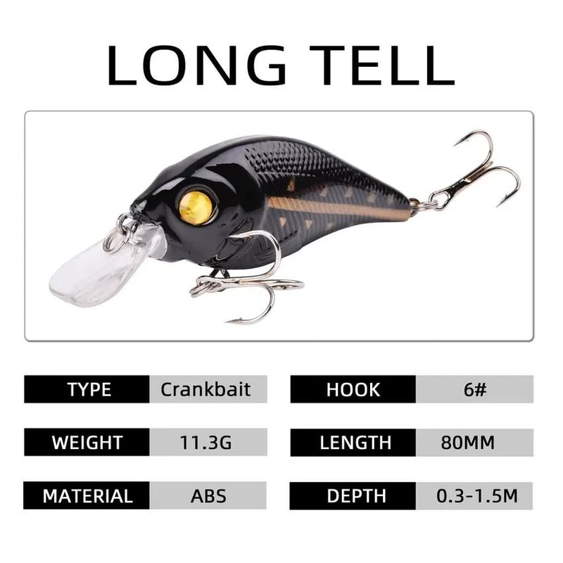 Hard VIB Minnow Fishing Lure 315 In Sinking Crankbait Wobbler With Treble Hooks And 3D Eyes 2