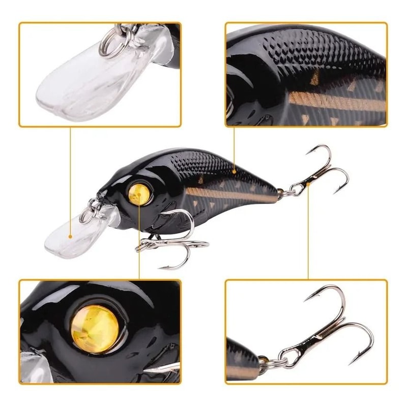 Hard VIB Minnow Fishing Lure 315 In Sinking Crankbait Wobbler With Treble Hooks And 3D Eyes 3