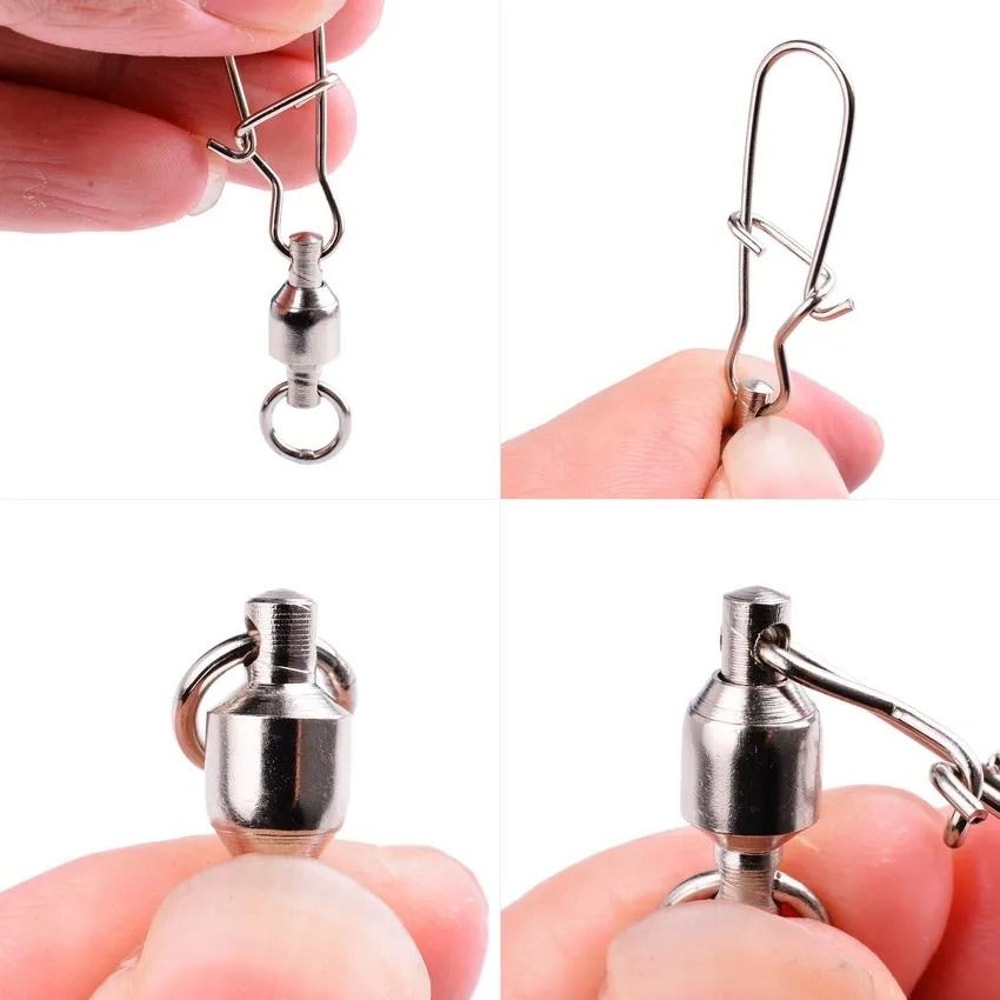 10Piece Reinforced Ball Bearing Fishing Swivel Connector Set With Interlock Snap 0 To 6 2