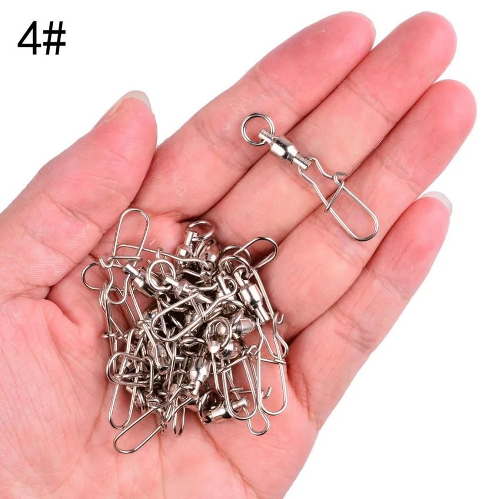 10Piece Reinforced Ball Bearing Fishing Swivel Connector Set With Interlock Snap 0 To 6 5