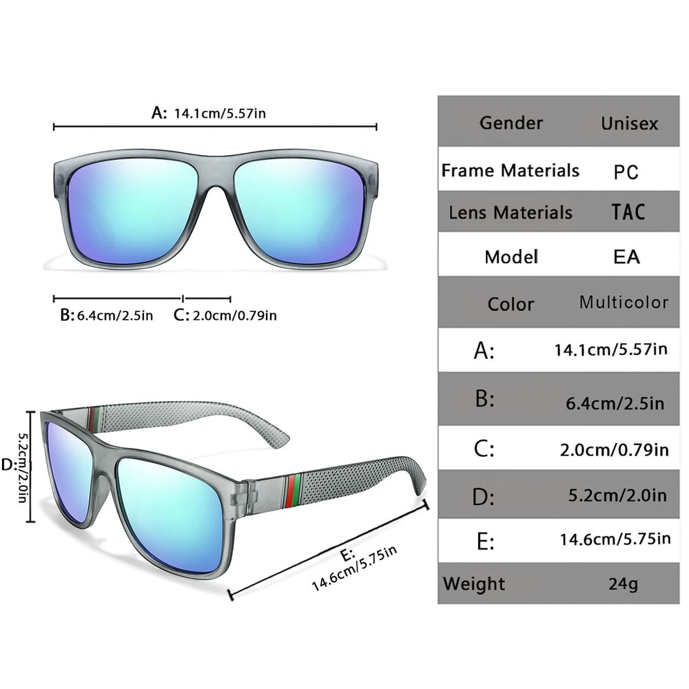 Classic Square Polarized Fishing Sunglasses With Large Frame UV400 Protection 1