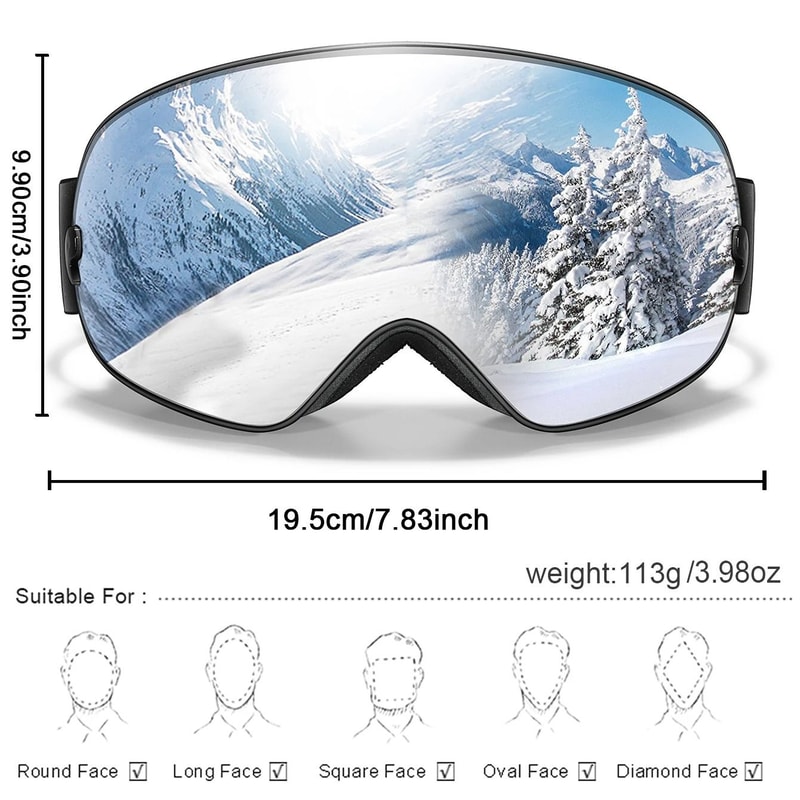 UV400 AntiFog Outdoor Sports Ski Goggles With Changeable Lens For Snowboarding Cycling And Snowmobi 1