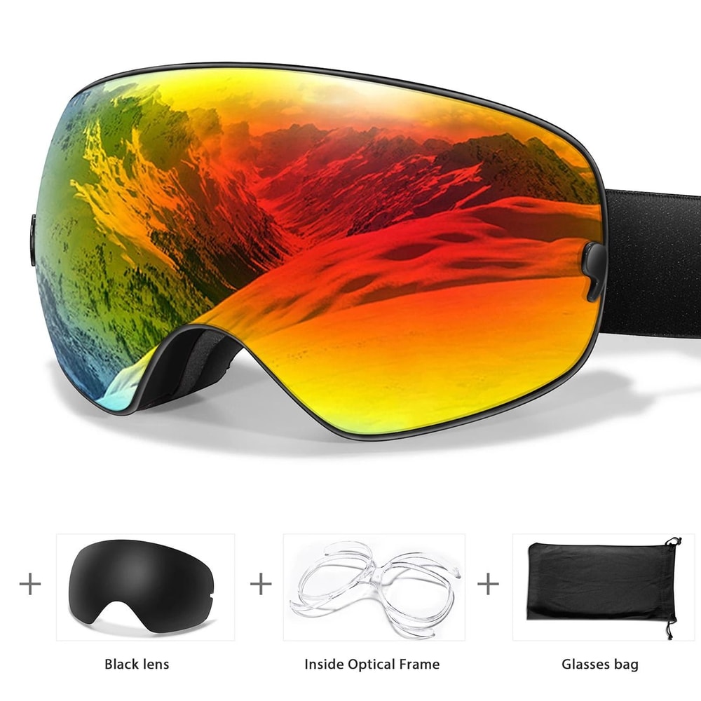 UV400 AntiFog Outdoor Sports Ski Goggles With Changeable Lens For Snowboarding Cycling And Snowmobi 7