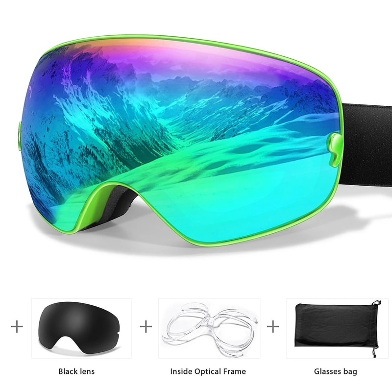 UV400 AntiFog Outdoor Sports Ski Goggles With Changeable Lens For Snowboarding Cycling And Snowmobi 11