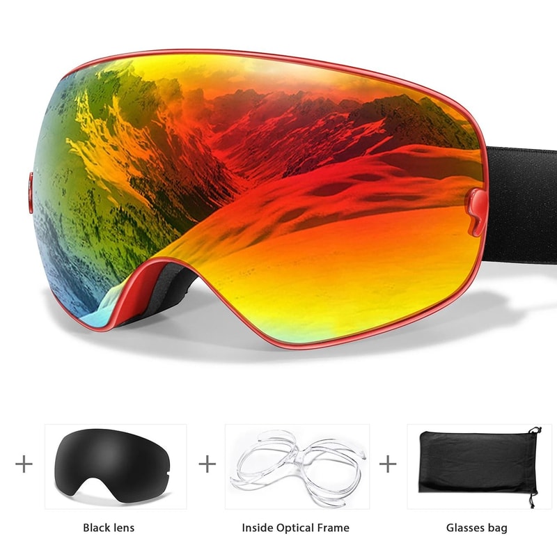 UV400 AntiFog Outdoor Sports Ski Goggles With Changeable Lens For Snowboarding Cycling And Snowmobi 12