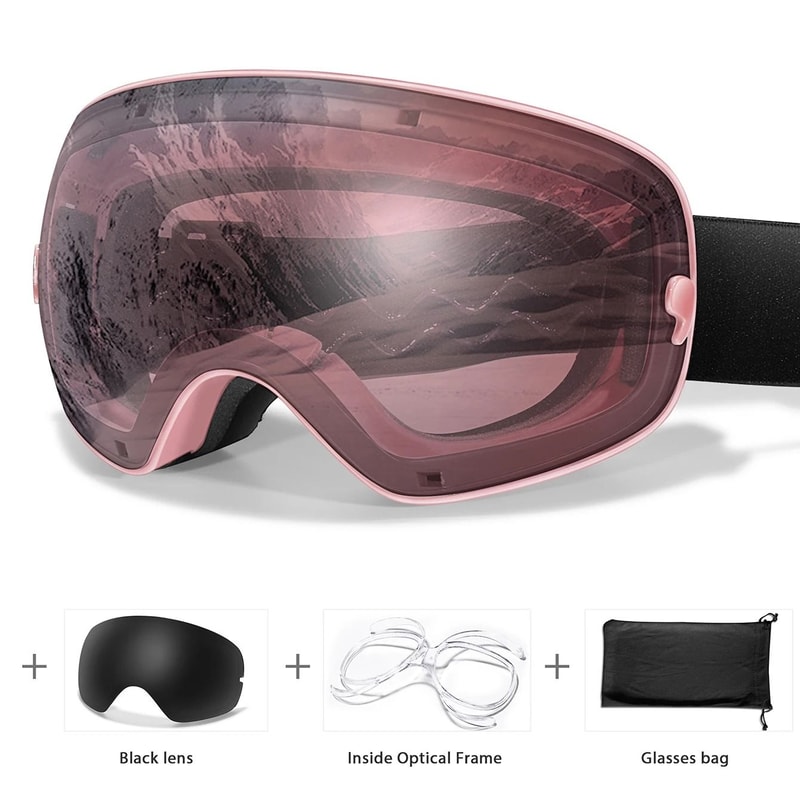 UV400 AntiFog Outdoor Sports Ski Goggles With Changeable Lens For Snowboarding Cycling And Snowmobi 13