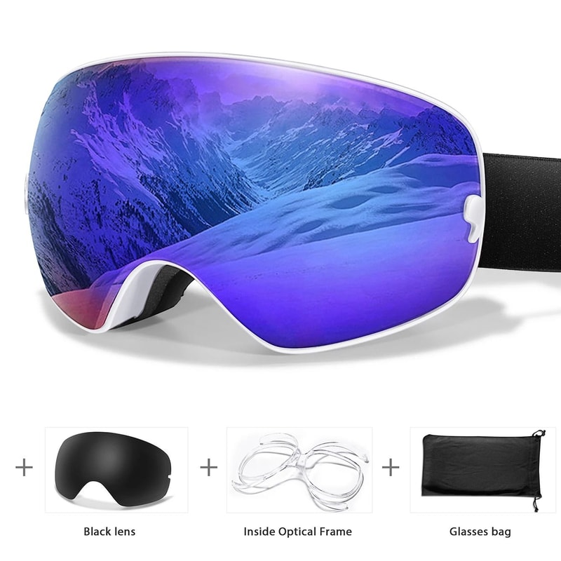UV400 AntiFog Outdoor Sports Ski Goggles With Changeable Lens For Snowboarding Cycling And Snowmobi 14