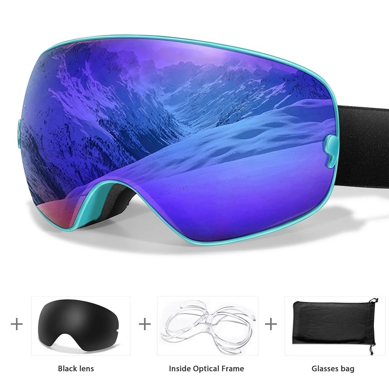 UV400 AntiFog Outdoor Sports Ski Goggles With Changeable Lens For Snowboarding Cycling And Snowmobi 8