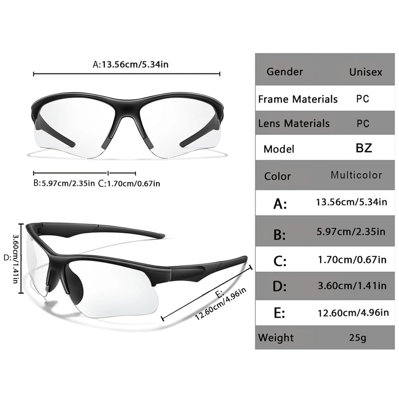 Photochromic Sports Sunglasses For Men And Women UV400 MTB Cycling Running Goggles 1
