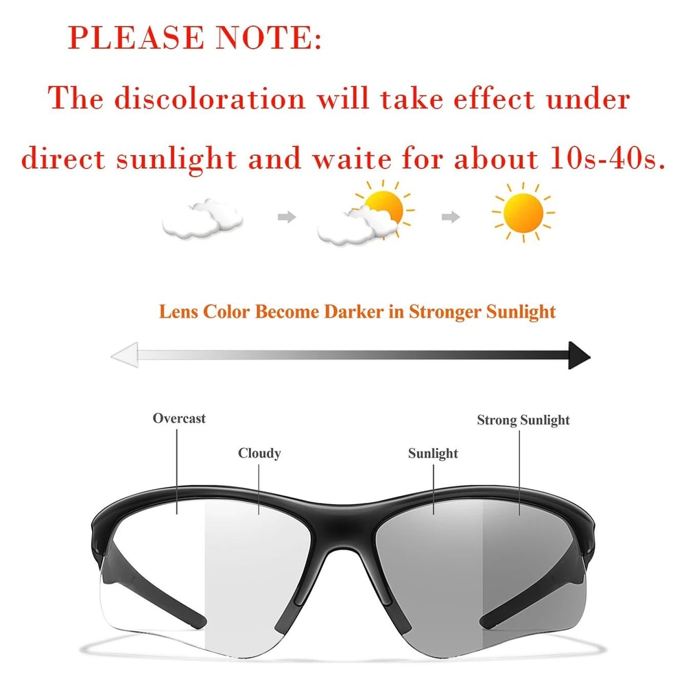 Photochromic Sports Sunglasses For Men And Women UV400 MTB Cycling Running Goggles 2