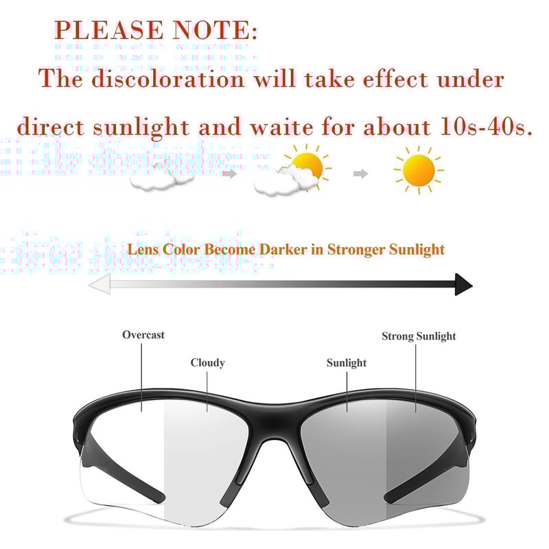 Photochromic Sports Sunglasses For Men And Women UV400 MTB Cycling Running Goggles 2
