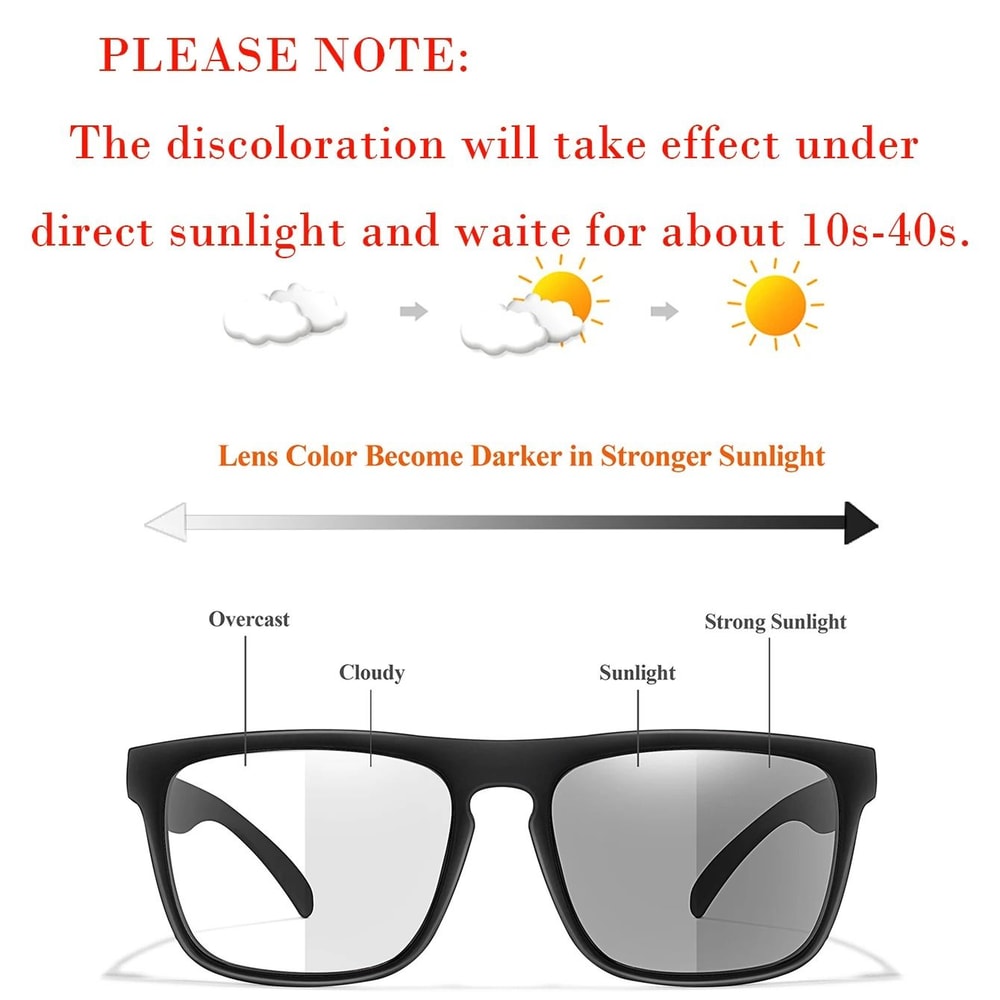 Classic Square Photochromic Sunglasses For Men And Women Outdoor Goggles For Travel And Daily Style 2