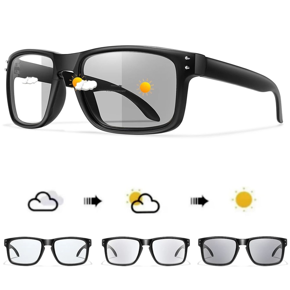Photochromic Windproof Square Sports Sunglasses For Men And Women Cycling MTB Eyewear 0