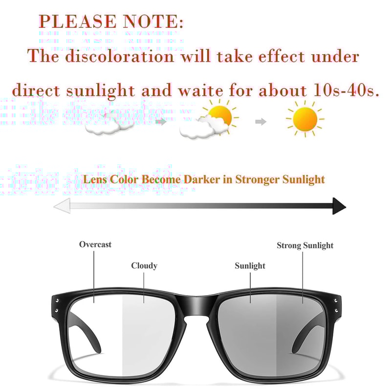 Photochromic Windproof Square Sports Sunglasses For Men And Women Cycling MTB Eyewear 2